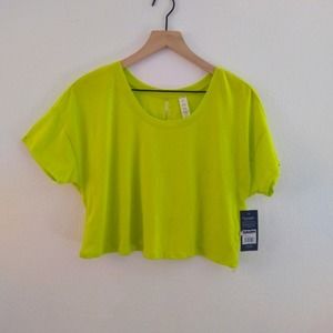 Marika Set Up Neon Cropped Shirt Open Back Sulphur Spring Yellow Large